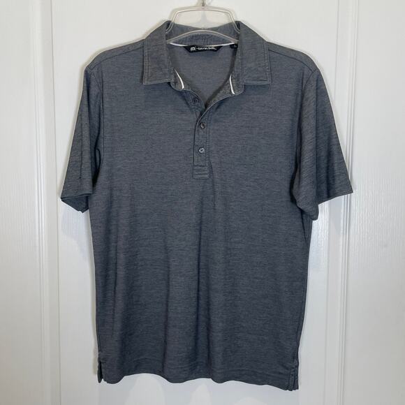 Travis Mathew Oceanside Heather Polo Shirt Golf Black Pima Cotton S - Picture 2 of 5